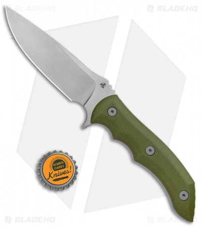 WE Knife Co. Stonefish Fixed Blade Knife OD Green G-10 (4.46" Stonewash) 919A