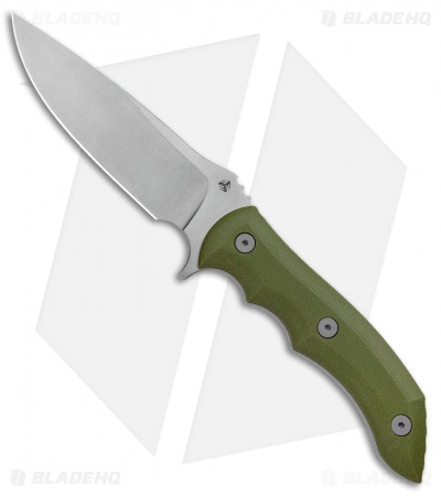 WE Knife Co. Stonefish Fixed Blade Knife OD Green G-10 (4.46" Stonewash) 919A