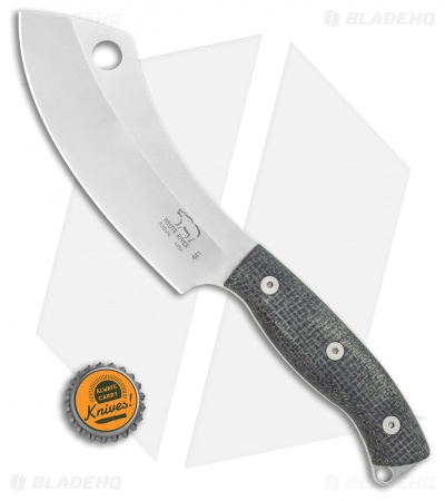 White River Camp Cleaver Fixed Blade Knife Black Burlap Micarta (5.5"Stonewash) 