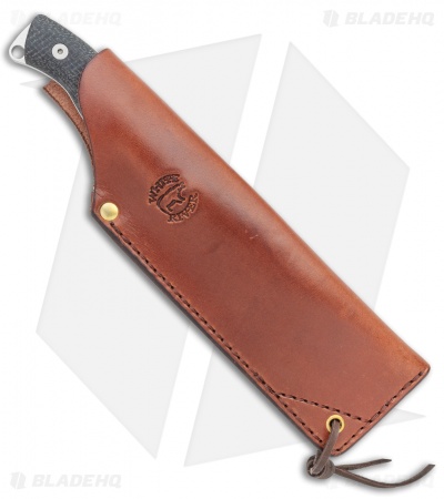 White River Camp Cleaver Fixed Blade Knife Black Burlap Micarta (5.5"Stonewash) 