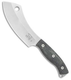 White River Camp Cleaver Fixed Blade Knife Black Burlap Micarta (5.5"Stonewash) 