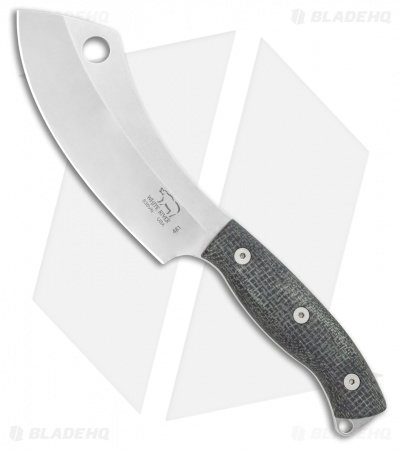 White River Camp Cleaver Fixed Blade Knife Black Burlap Micarta (5.5"Stonewash) 