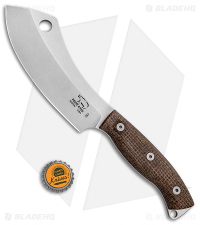 White River Camp Cleaver Fixed Blade Knife Natural Burlap Micarta  (5.5" SW) 