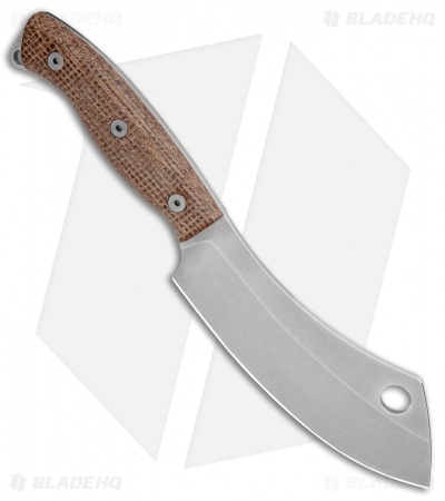 White River Camp Cleaver Fixed Blade Knife Natural Burlap Micarta  (5.5" SW) 