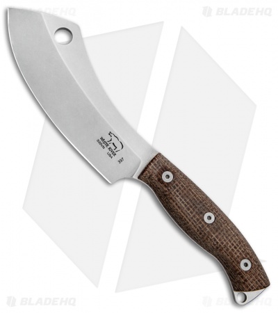 White River Camp Cleaver Fixed Blade Knife Natural Burlap Micarta  (5.5" SW) 