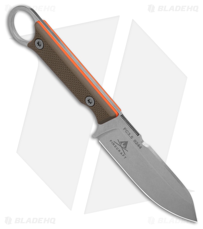 White River Firecraft 3.5 Pro Fixed Blade Knife Green/Orange G-10 (3.5" SW)