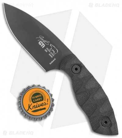 White River Knives GTI 3 Fixed Blade Knife Black Canvas Micarta (3" Black)