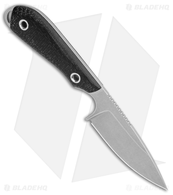 White River M1 Caper Fixed Blade Knife Black Burlap Micarta (3.1" Stonewash)