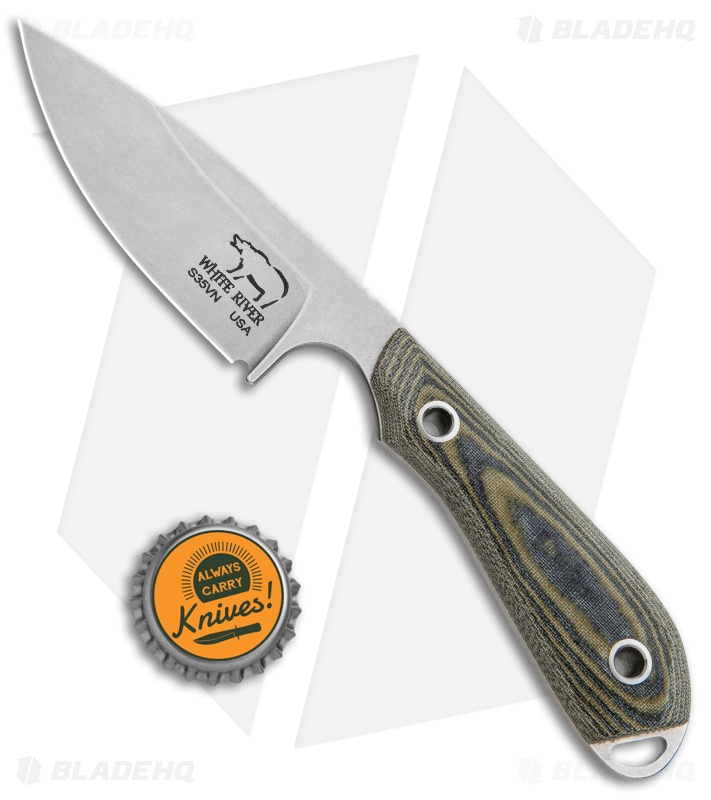 White River Knives M1 Caper Fixed Blade Knife Black/Olive Micarta (3.1" SW)