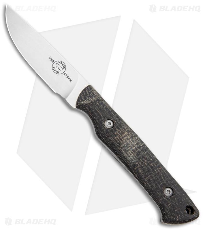 White River Knives Small Game Fixed Blade Knife Black/Burlap Micarta (3" Satin)