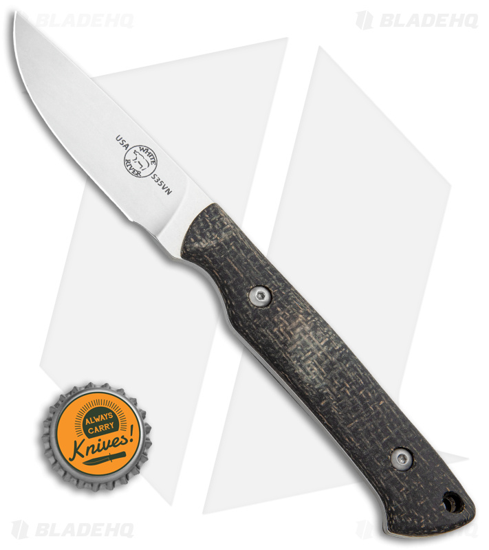 White River Knives Small Game Fixed Blade Knife Black/Burlap Micarta (3" Satin)
