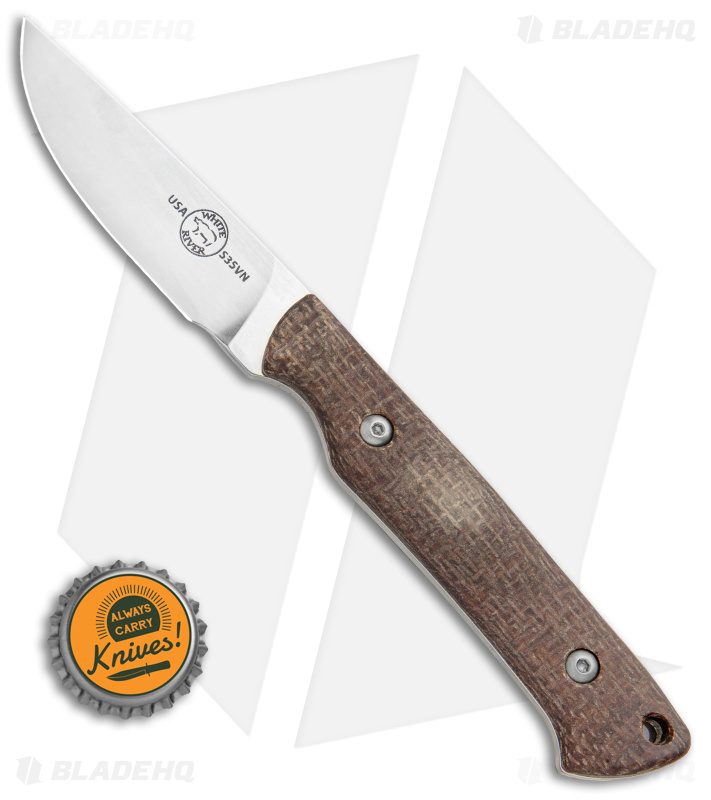 White River Small Game Fixed Blade Knife Natural Burlap Micarta (3" Satin)