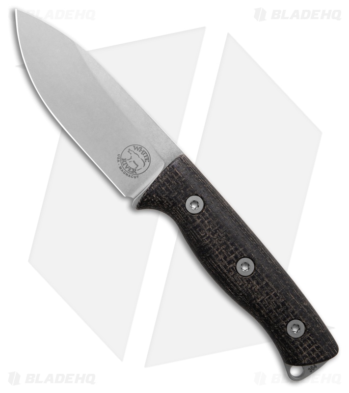 White River Knives Ursus Cub MagnaCut Fixed Blade Knife Black Micarta (3.5" SW)