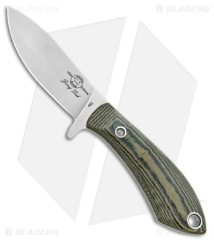White River Sendero Bush Black and Olive Drab Linen Micarta (3.625" Stonewash)