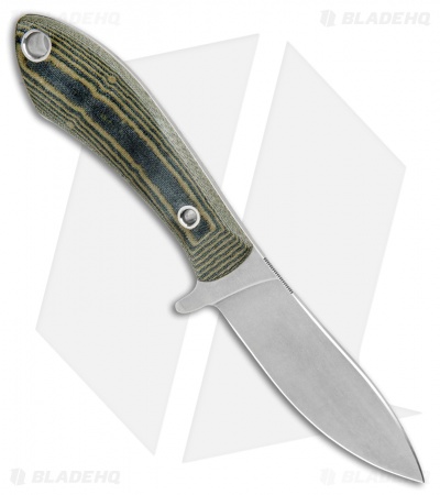 White River Sendero Bush Black and Olive Drab Linen Micarta (3.625" Stonewash) 