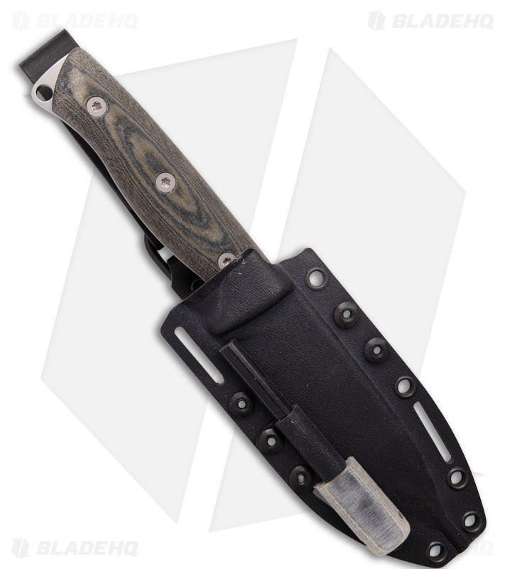 White River Ursus 45 Fixed Blade Knife Black/OD Green Linen Micarta (4.5" SW) 