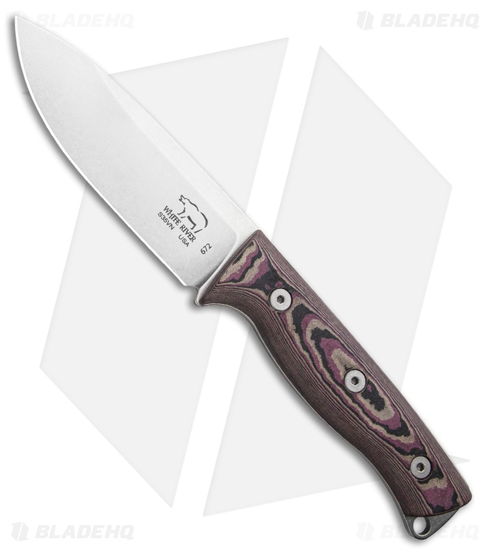 White River Ursus 45 Fixed Blade Knife Red/Black Richlite (4.5" Stonewash) 