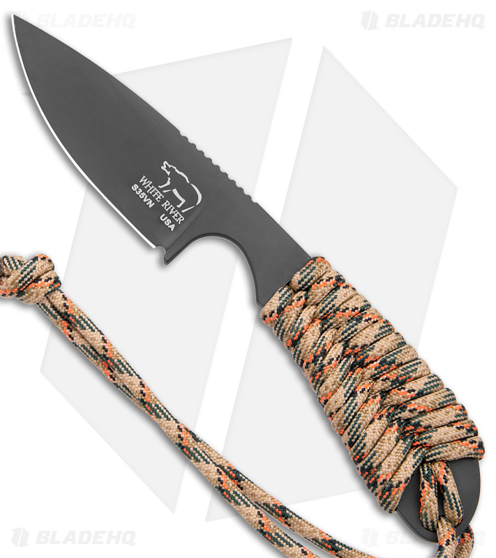 White River Knives M1 Backpacker Fixed Blade Knife Treestand Camo Para (3" PVD)