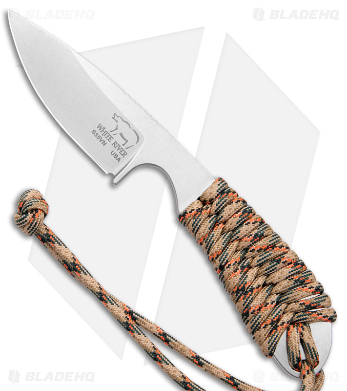White River Knives M1 Backpacker Knife Treestand Camo Paracord (3" Stonewash)