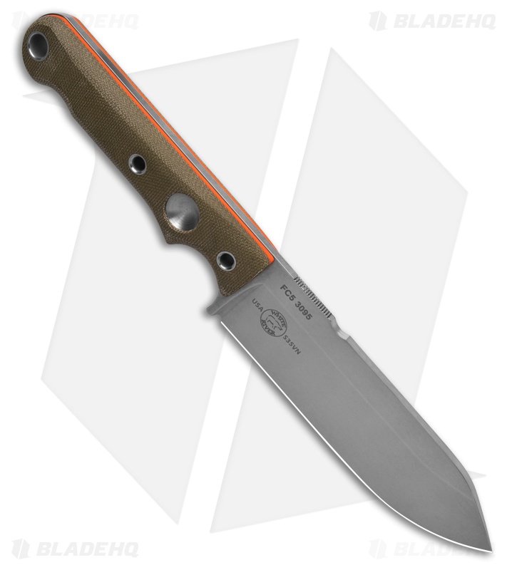 White River FC5 Firecraft Fixed Blade Knife OD Green Micarta (5" Stonewash)