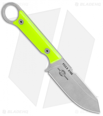 White River Firecraft 3.5 Pro Fixed Blade Knife Neon Green G-10 (3.5" Stonewash)