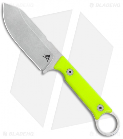 White River Firecraft 3.5 Pro Fixed Blade Knife Neon Green G-10 (3.5" Stonewash)
