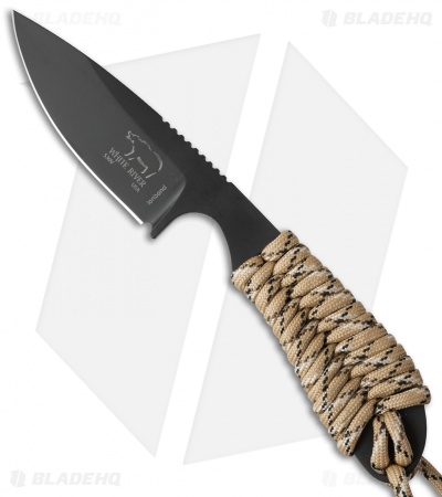 White River Knives Backpacker Knife Desert Camo Paracord (3" Black)