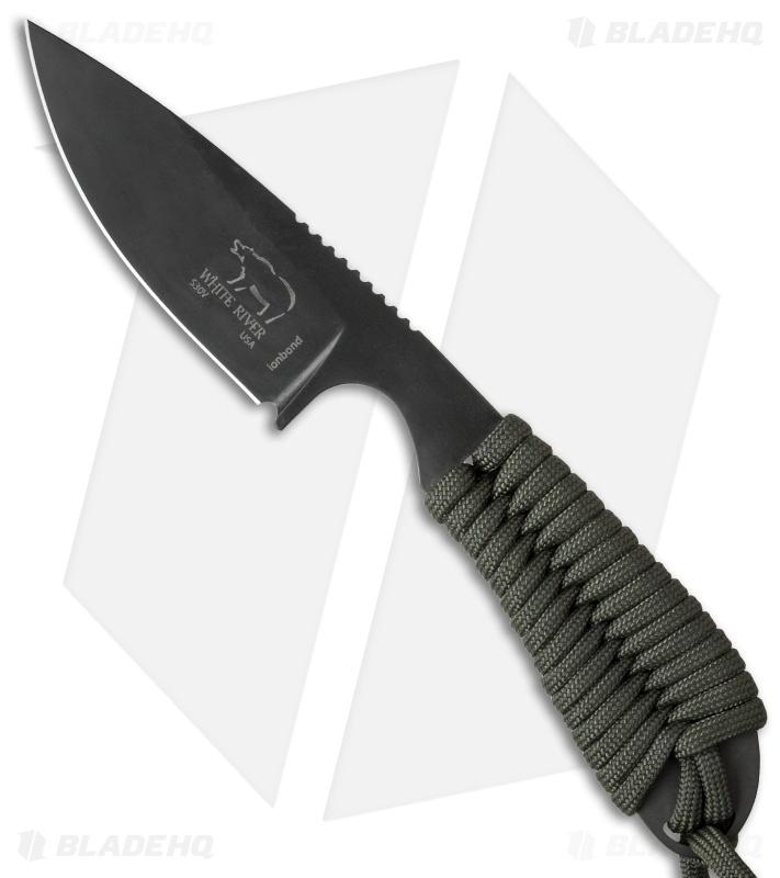 White River Knives Backpacker Knife OD Green Paracord (3" Black)