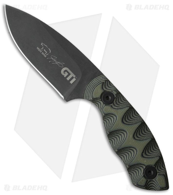 White River Knives GTI 3 Fixed Blade Knife Green/Black G-10 (3" Black)