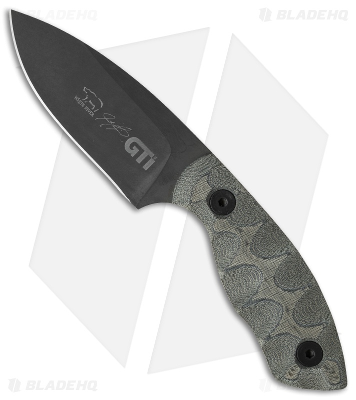 White River Knives GTI 3 Fixed Blade Knife Gray Canvas Micarta (3" Black)