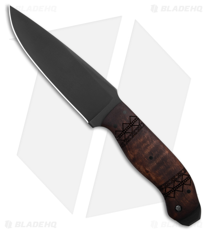Winkler Knives Drop Point Crusher Fixed Blade Knife Maple Tribal (5.25" Black)
