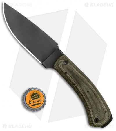 Winkler Knives Woodsman Fixed Blade Knife Green Canvas Laminate (4.25" Caswell)