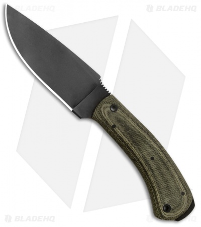 Winkler Knives Woodsman Fixed Blade Knife Green Canvas Laminate (4.25" Caswell)