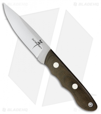Zoe Crist Knives Backpacker Fixed Blade Knife Green Micarta (3.75" Satin)