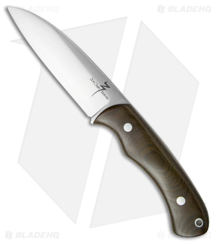 Zoe Crist Knives Fire Creek Fixed Blade Knife Green Canvas Micarta (4.5" Satin)