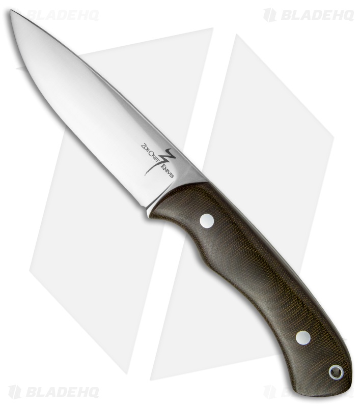 Zoe Crist Knives Saluda Fixed Blade Knife Green Canvas Micarta (4.5" Satin)