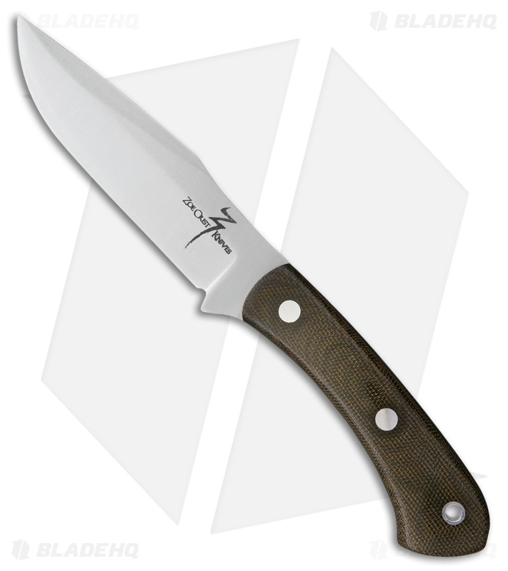 Zoe Crist Knives Peregrine Fixed Blade Knife Green Micarta (4.125" Satin)