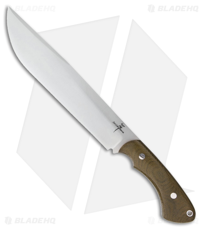 Zoe Crist Knives Scout Fixed Blade Knife Green Canvas Micarta (14.875" Satin)