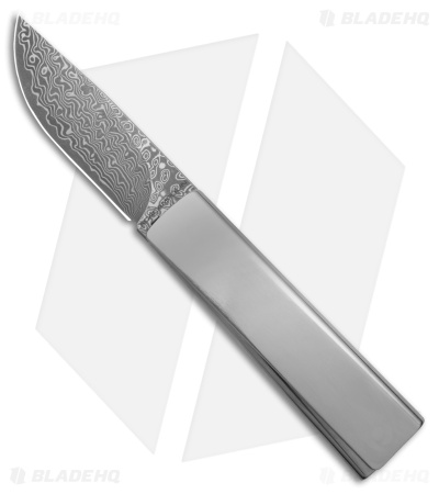 AGA Campolin Dragonfly Gravity Knife Silver Steel + Damascus