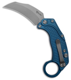 Reate EXO-K Gravity Karambit Button Lock Knife Blue Aluminum (3.1&quot; Stonewash) | 202039