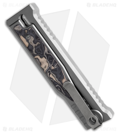 Reate EXO-M Drop Point Gravity Knife Titanium/Burl Linen Micarta (3.2" Satin)