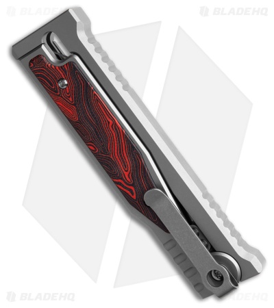 Reate EXO-M Drop Point Manual OTF Knife Titanium/Black Red G-10 (3.25" Satin)