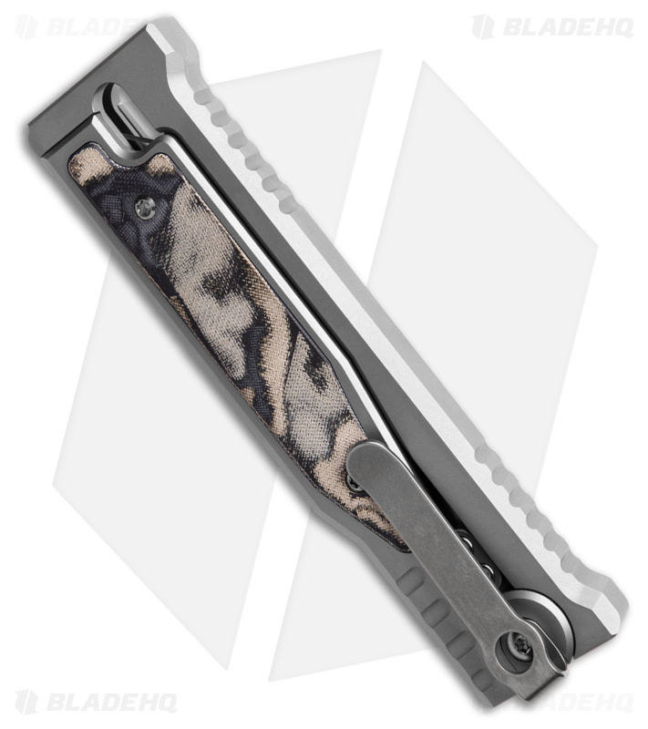 Reate EXO-M Tanto Gravity Knife Titanium/Burl Linen Micarta (3.2" Satin )