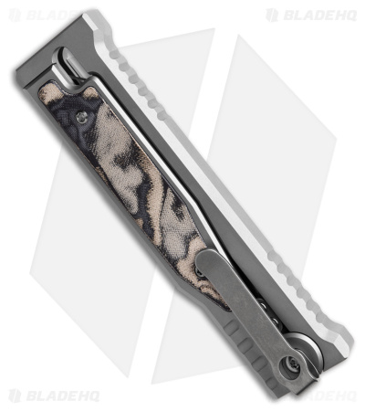 Reate EXO-M Tanto Gravity Knife Titanium/Burl Linen Micarta (3.2" Satin )