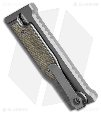 Reate EXO Mini Drop Point Gravity Knife Titanium/Green Micarta (2.6" BB/SW)