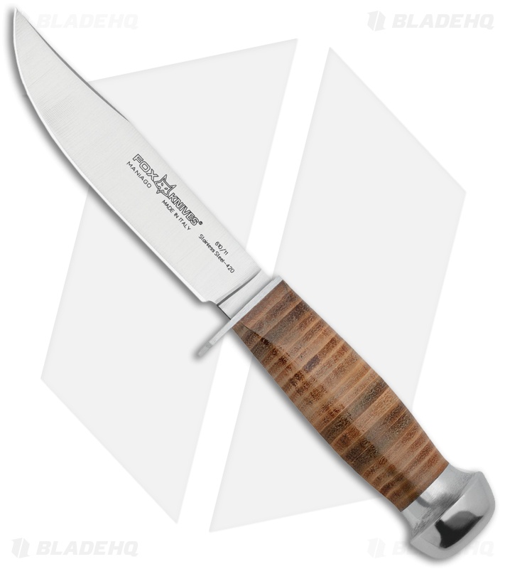 Fox Knives European Hunter 610/11 Fixed Blade Brown Leather (4.5" Satin) 610/11 