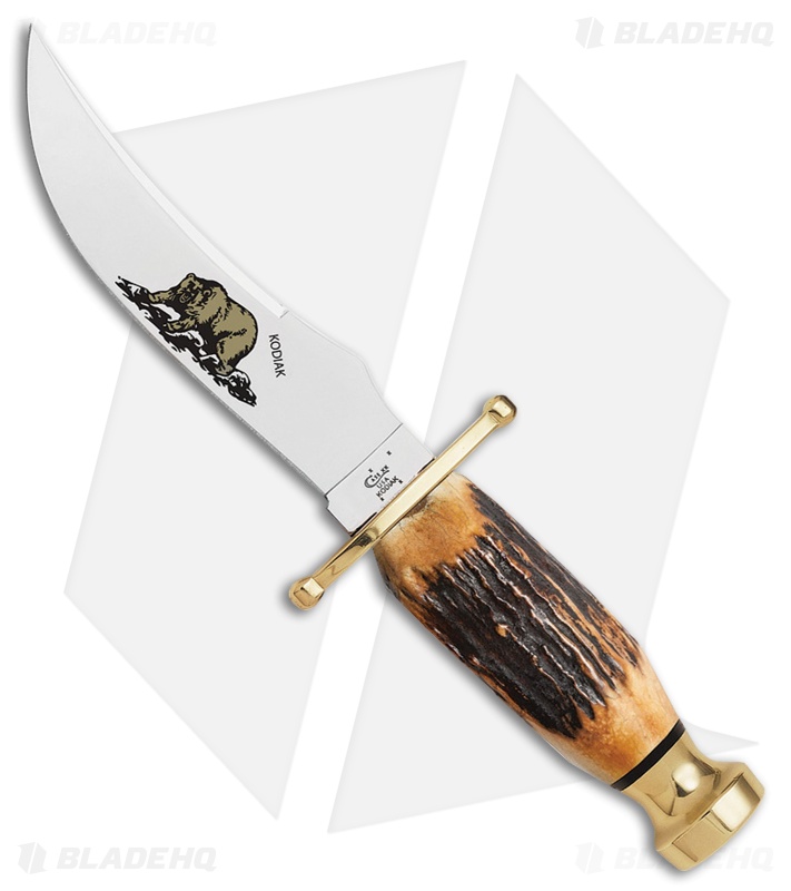 Case Kodiak Hunter Fixed Blade Knife Burnt Stag (6" Polished) 10360