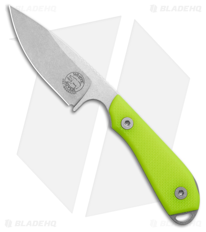 White River Knives M1-PRO MagnaCut Fixed Blade Knife Green HI-Vis G-10 (3" SW)