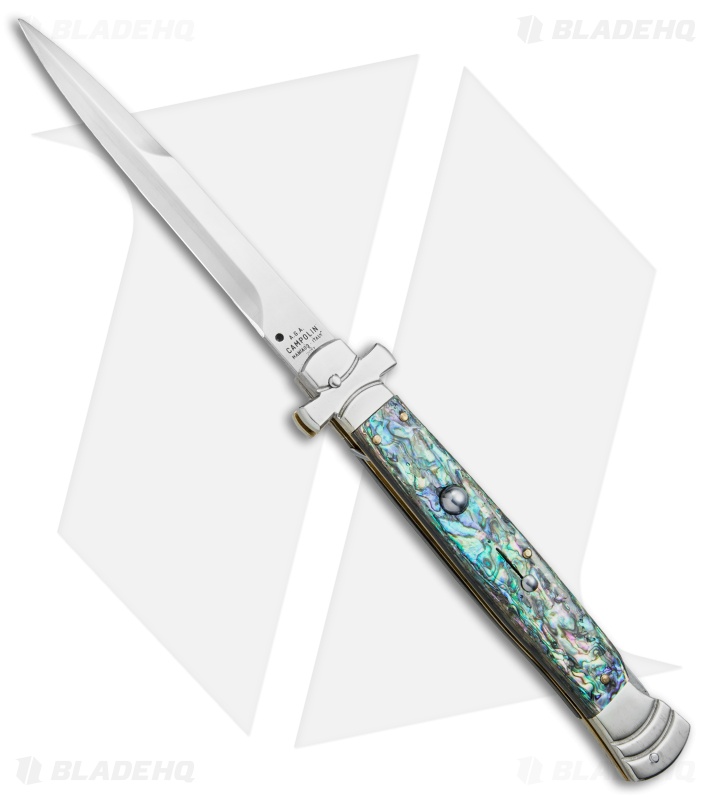 AGA Campolin 11" Maltese Cr. Bayo Automatic Italian Stiletto Abalone (5" Satin)