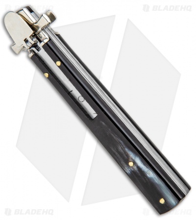 AGA Campolin 9" Dominus Leverlock Automatic Knife Dark Horn (4" Satin)